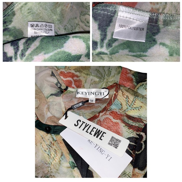 KE-YING-YI WOMEN'S FLORAL CHIFFON MIDI DRESS - Picture 7 of 7